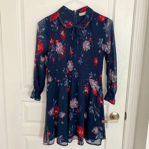 Abercrombie & Fitch Navy Chiffron Floral Dress